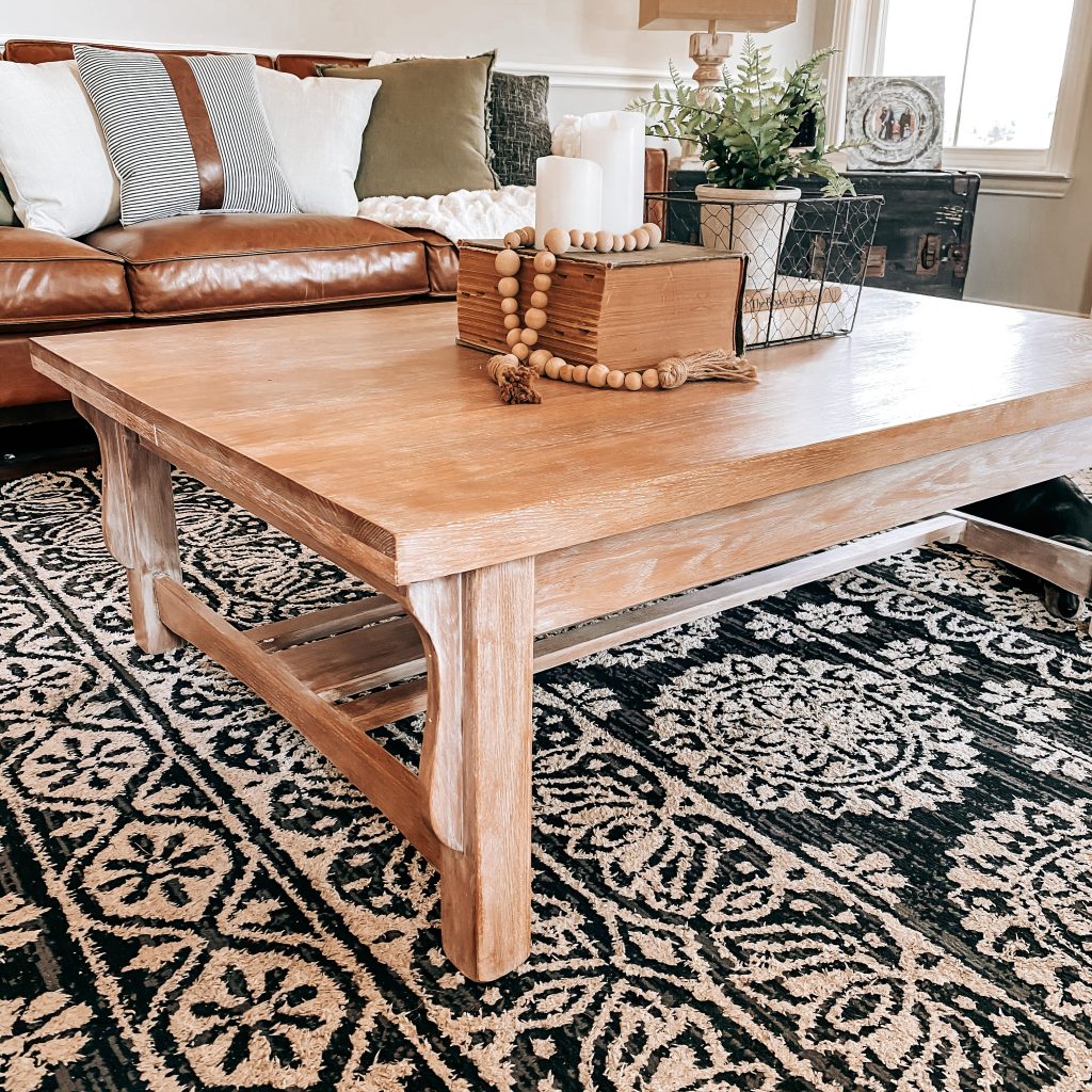 DIY Natural Raw Wood Coffee Table | The Yellow Rose Farmhouse | www.theyellowrosefarmhouse.com