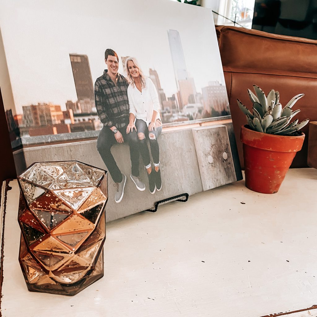 Canvas print of the couple as decor for their Vintage Southwest Wedding Shower. | The Yellow Rose Farmhouse | www.theyellowrosefarmhouse.com